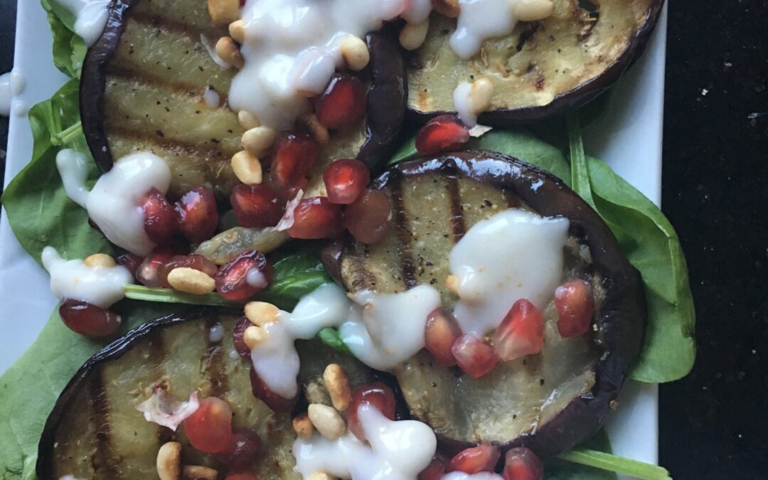 Aubergine & Pomegranate Salad